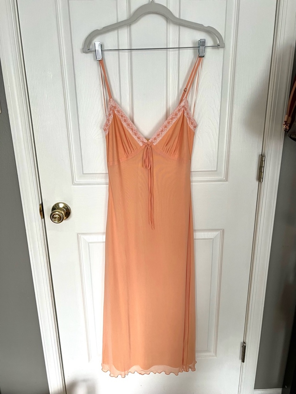 Le Lis Peach Lace-Trim Slip Dress